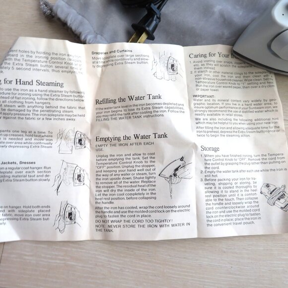 Sunbeam International Travel Iron/Garment Steamer 10069 Gray Compact Dual Voltag - Picture 12 of 16